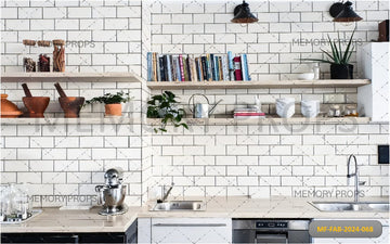 WOODEN FLOATING SHELF WALL - PRINTED BACKDROPS