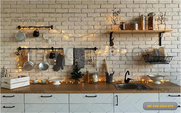 CHRISTMAS LIGHTS WITH DECORATION KITCHEN - PRINTED BACKDROPS