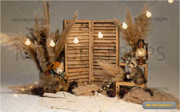 RUSTIC WOOD DOOR WITH BOHO AND TEDDY - PRINTED BACKDROPS