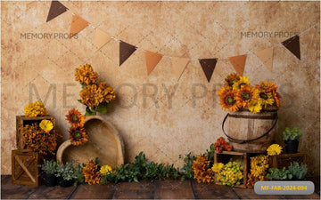 WOODEN SUNFLOWER SCENE - BABY PRINTED BACKDROPS