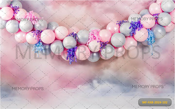 PASTEL CLOUDS WITH BALLOONS - PRINTED BACKDROPS