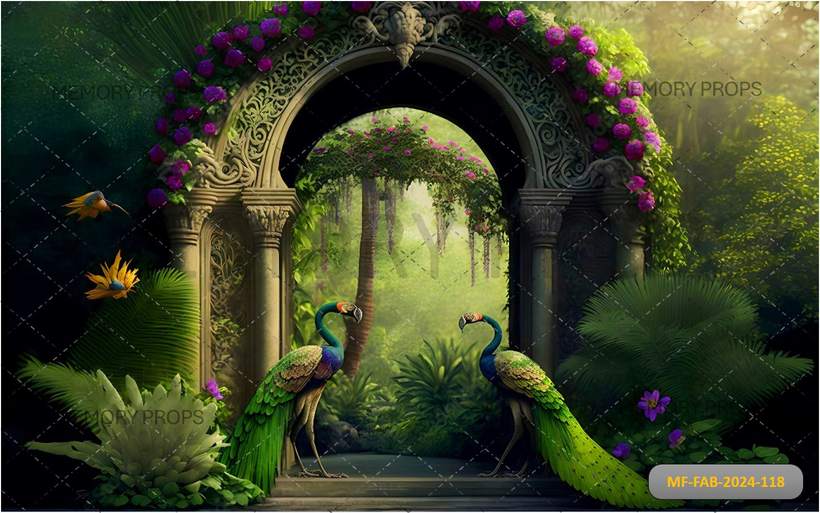 PEACOCK ARCH GARDEN - BABY PRINTED BACKDROPS