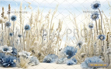 BEAUTIFUL BLUE AND WHITE FLOWERS - PRINTED BACKDROPS