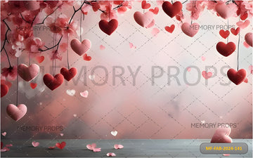 RED AND PINK HEART VALENTINES - PRINTED BACKDROPS