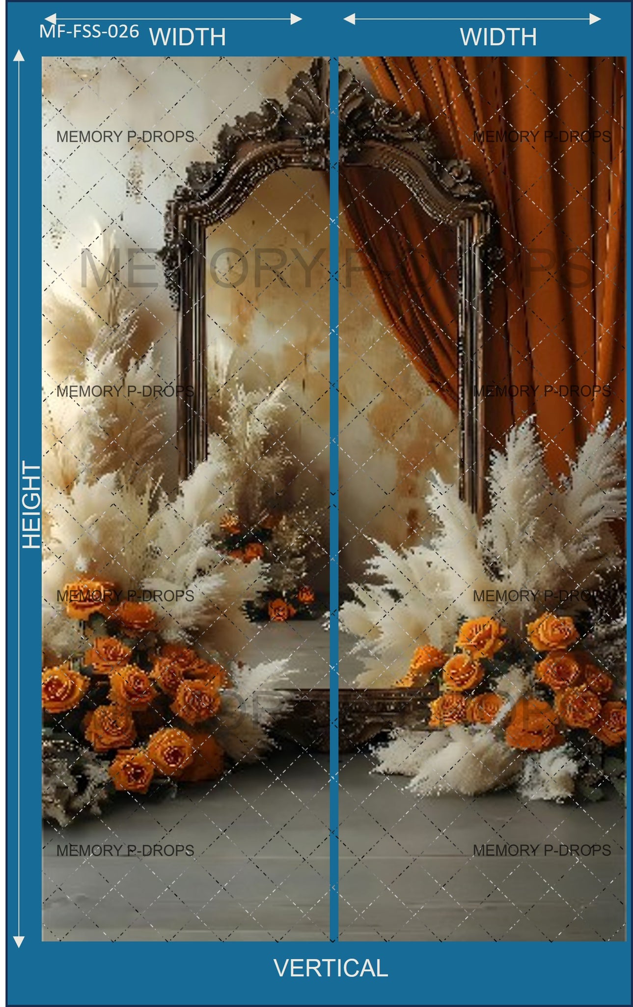 BOHO MIRROR SWEEP PAMPAS ROSE VERTICAL JOINT BACKDROPS