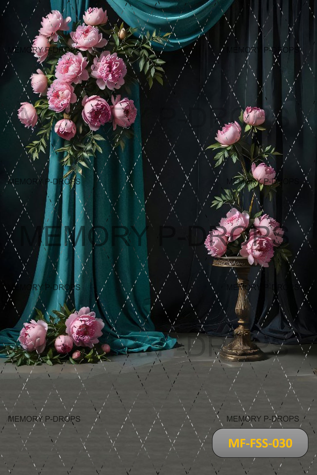 DARK ROOM DECORATED WITH PINK FLOWERS VERTICAL JOINT BACKDROPS