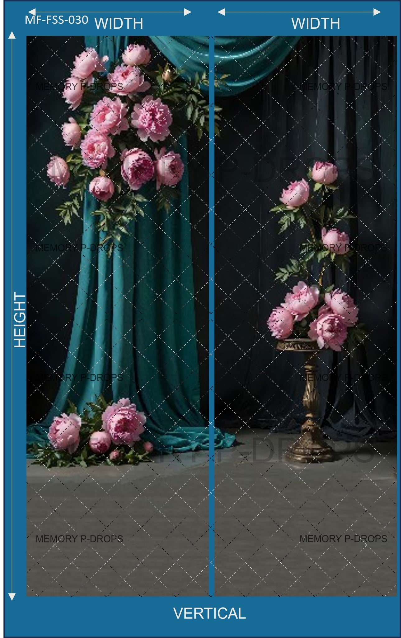 DARK ROOM DECORATED WITH PINK FLOWERS VERTICAL JOINT BACKDROPS