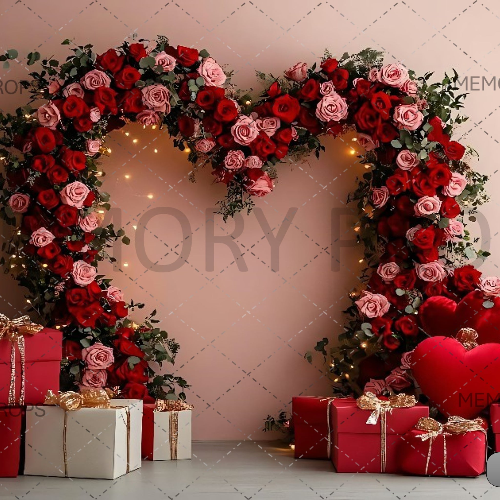 FLORAL HEART VALENTINES-PRINTED BACKDROPS