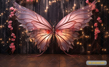 BUTTERFLY SHAPED LAMP ON A WOODEN FLOOR - PRINTED BACKDROPS