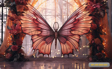 LARGE BUTTERFLY SCULPUTRE WITH LIGHT - PRINTED BACKDROPS