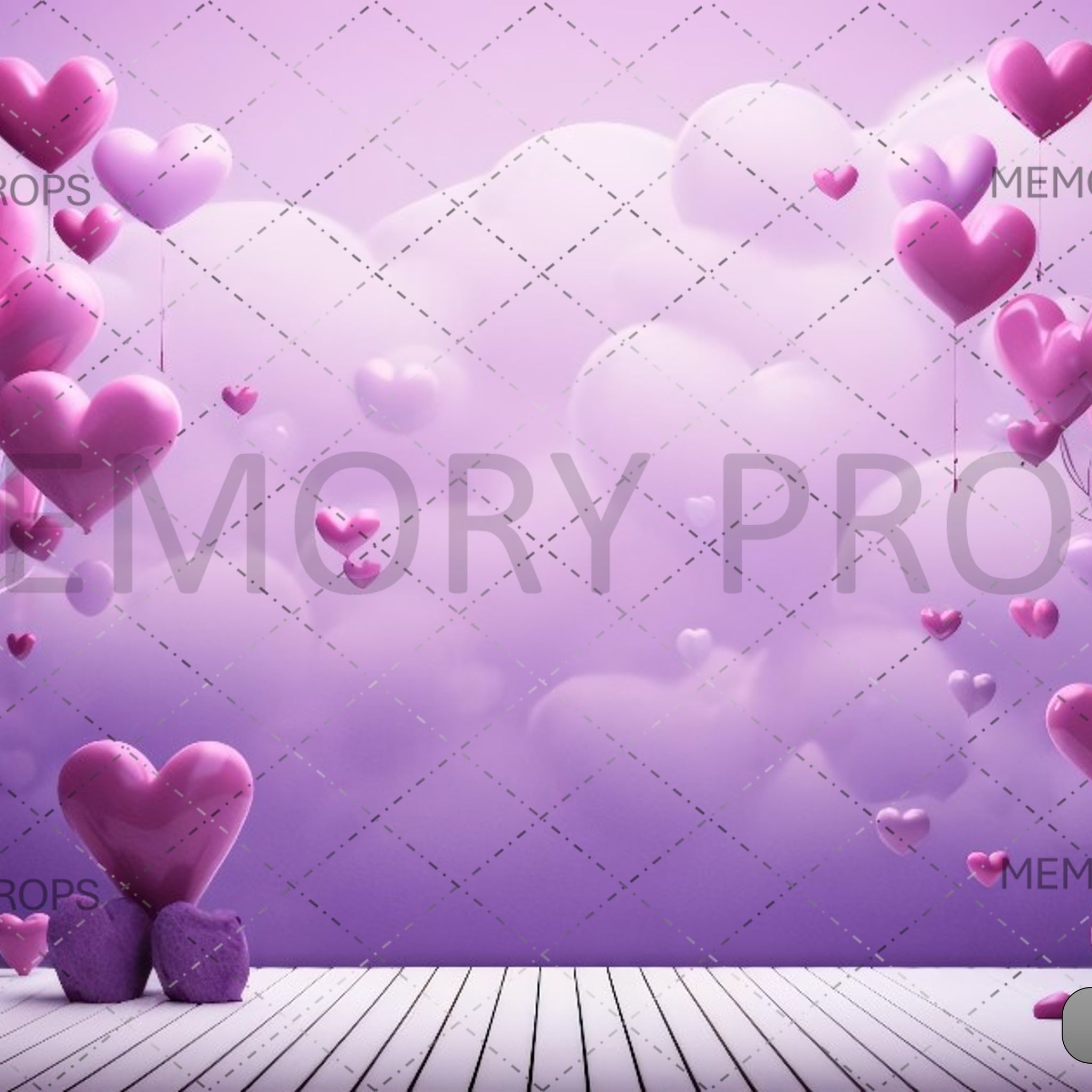 ELEGANTLY ARRANGED PINK HEARTS HEART-PRINTED BACKDROP