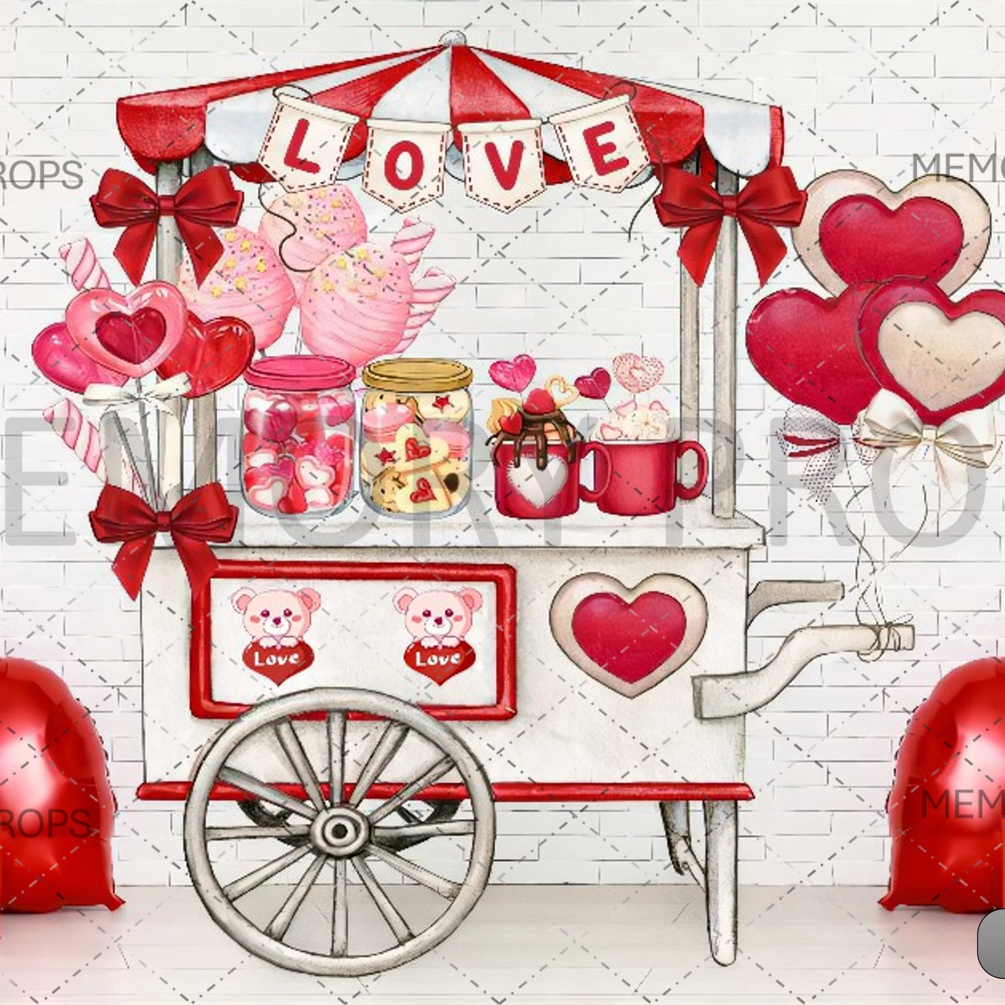 VALENTINES DAY CANDY STAND LOVE - PRINTED BACKDROPS