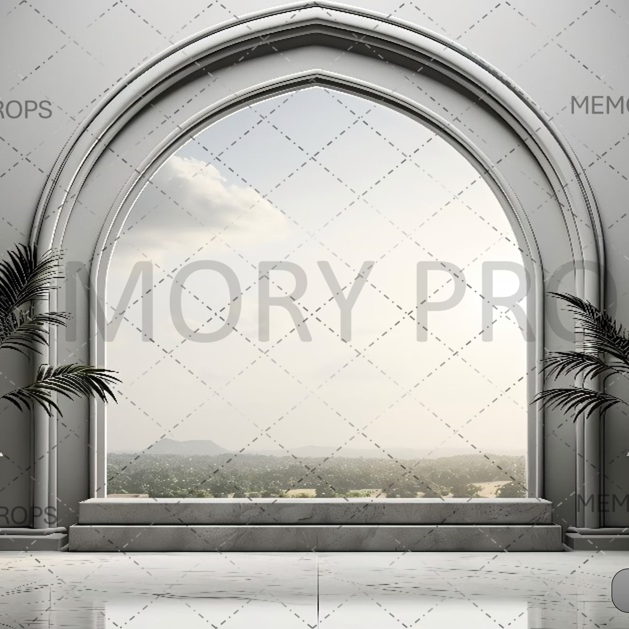 RAMADAN THEME PODIUM STAGE MOCKUP - PRINTED BACKDROPS