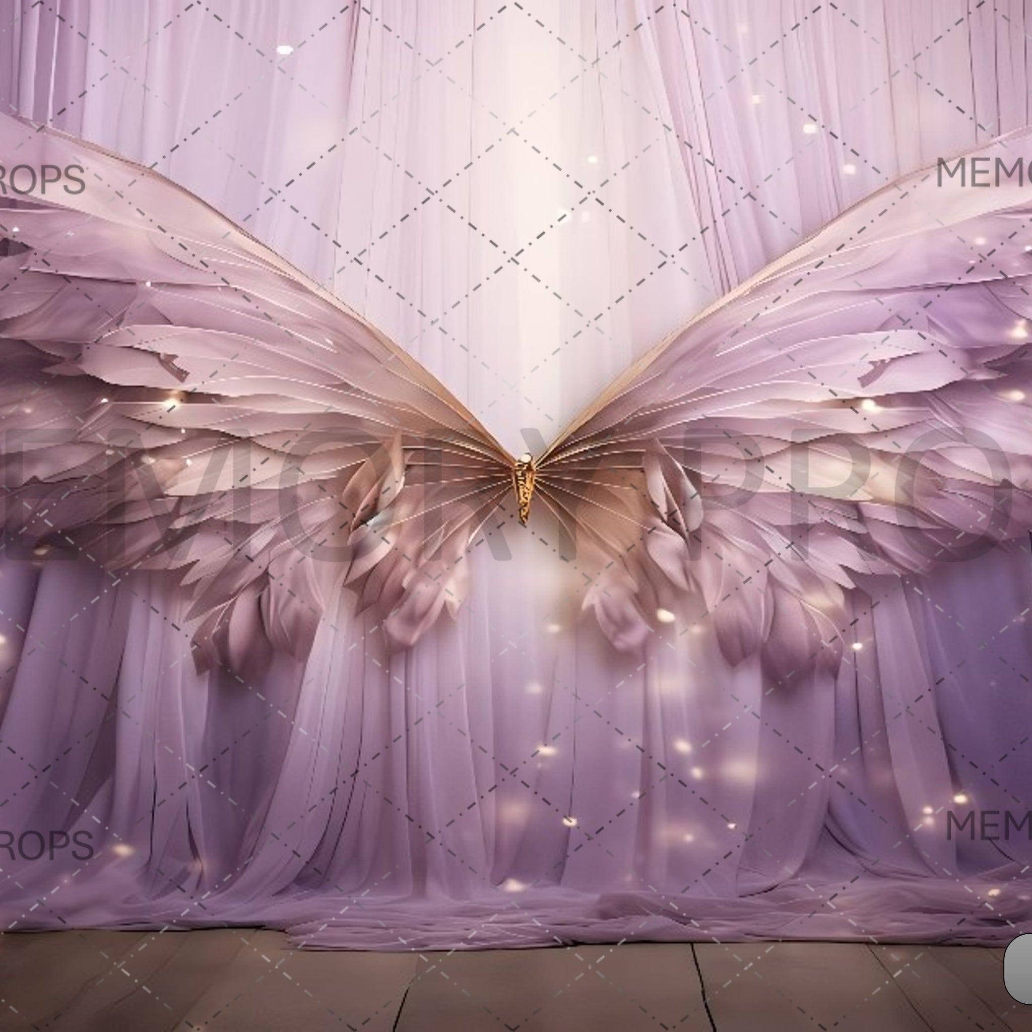 A PURPLE CURTAIN WITH BUTTERFLIES ON THE BOTTOM - PRINTED BACKDROPS