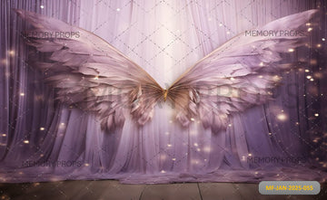 A PURPLE CURTAIN WITH BUTTERFLIES ON THE BOTTOM - PRINTED BACKDROPS