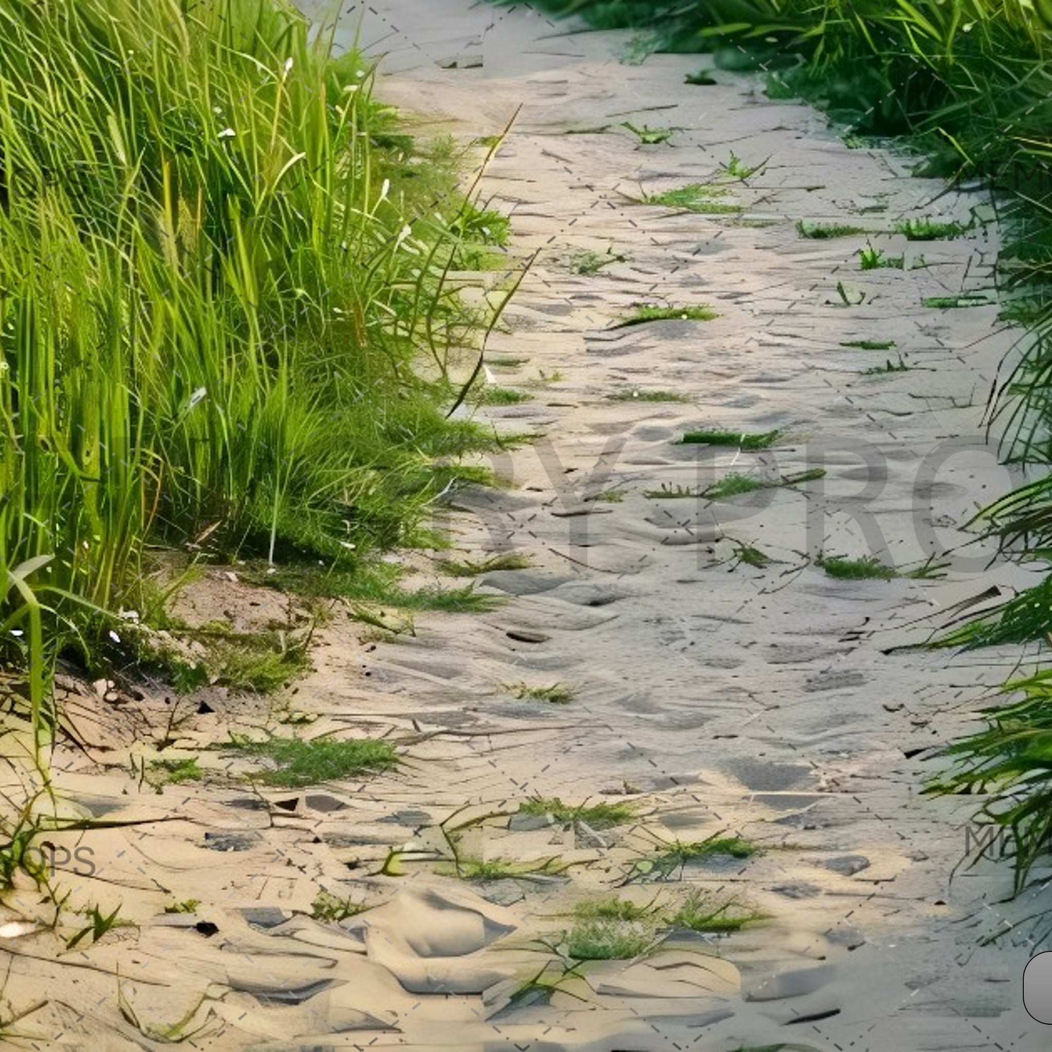 GRASS AND SANDY COUNTRY TRAIL FLOOR - PRINTED BACKDROPS