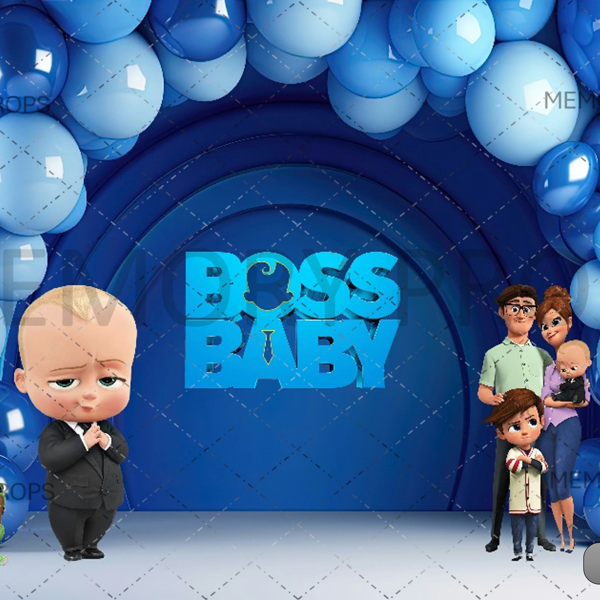 BABY BOSS THEME BLUE BALLOON -PRINTED BACKDROPS