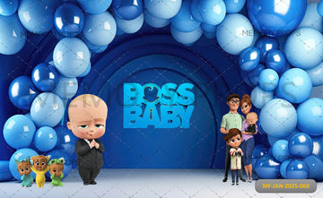 BABY BOSS THEME BLUE BALLOON -PRINTED BACKDROPS