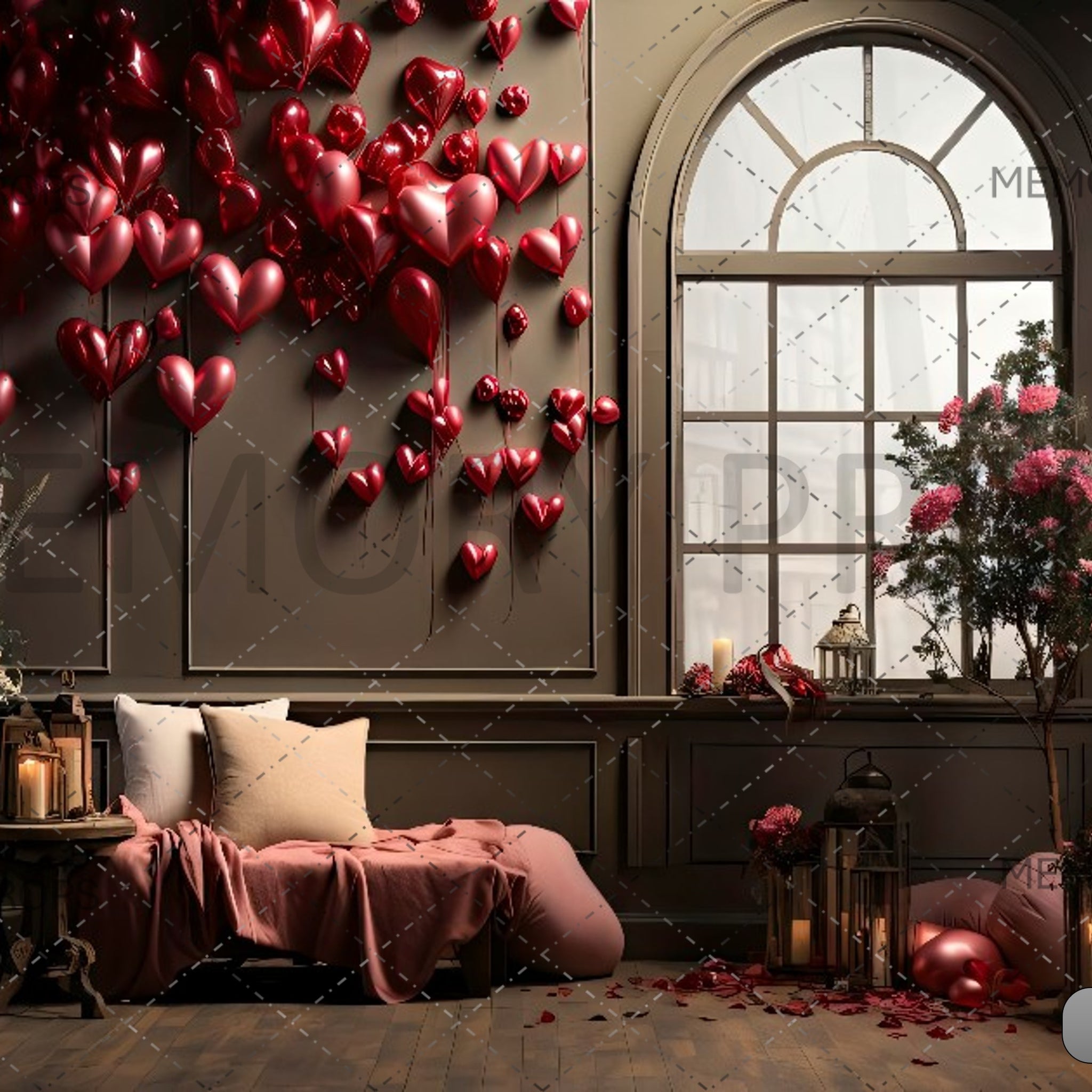 VALENTINES DAY COUPLE IN LOVE HEART - PRINTED BACKDROPS