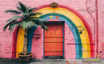 RAINBOW WALL TROPICAL PALM-PRINTED BACKDROPS