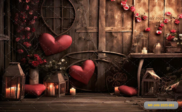 THERE ARE MANY WOODEN WITH FLOWERS AND HEARTS - PRINTED BACKDROPS