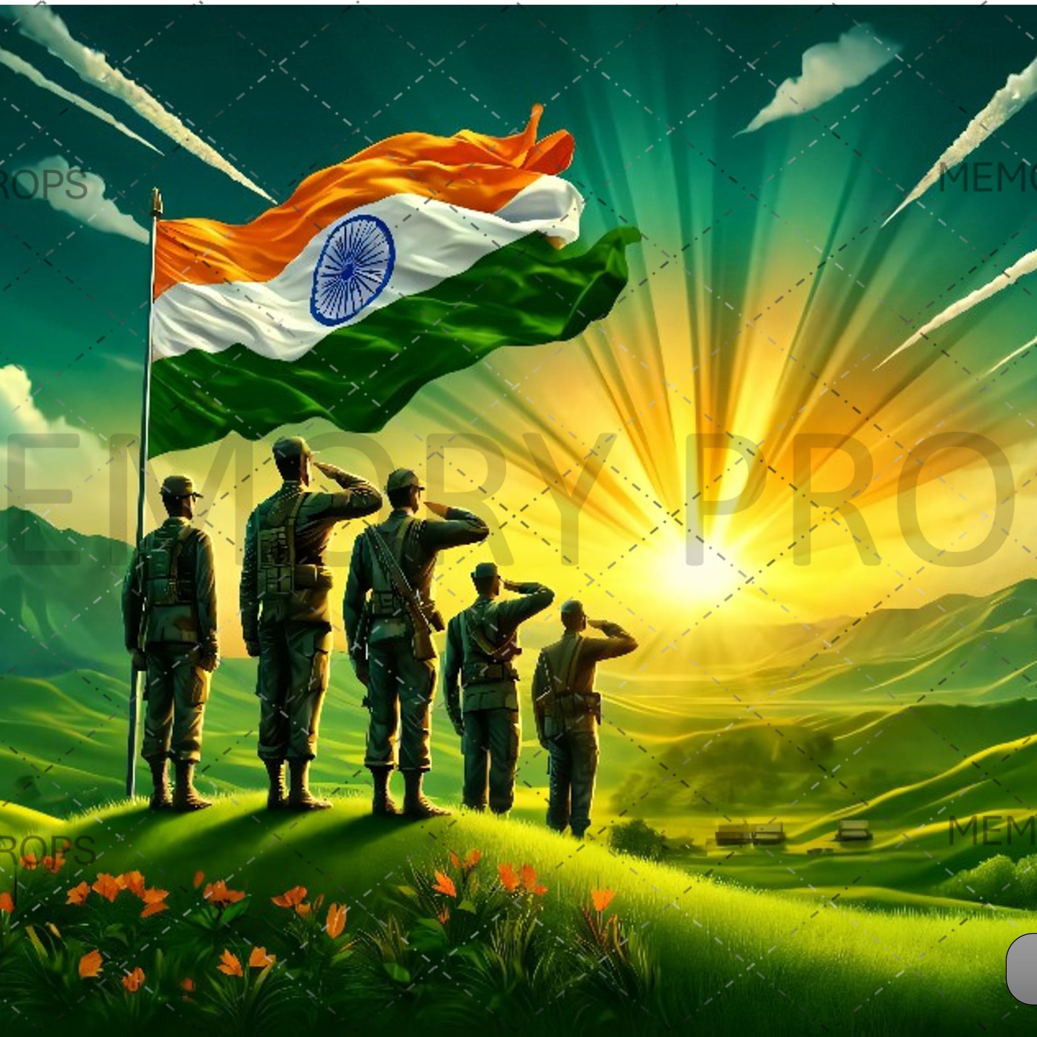 THERE ARMY WITH THE FLAG ON IT - PRINTED BACKDROPS