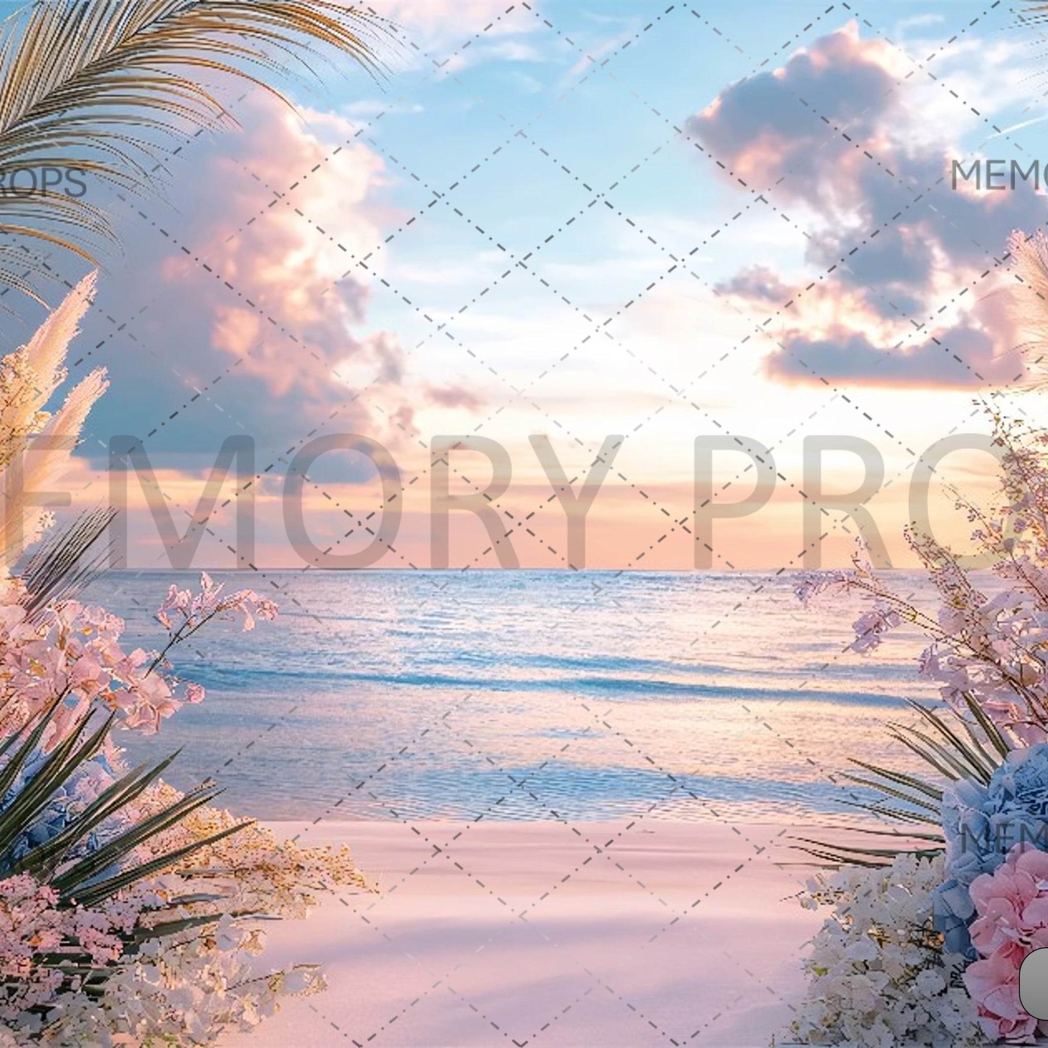 DREAMY BOHO BEACH SUNSET FLOWERS-PRINTED BACKDROPS