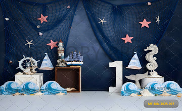 BLUE NAUTICAL THEME - PRINTED BACKDROPS