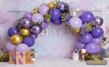 PURPLE GOLD BALLOONS BIRTHDAY PARTY - PRINTED BACKDROPS