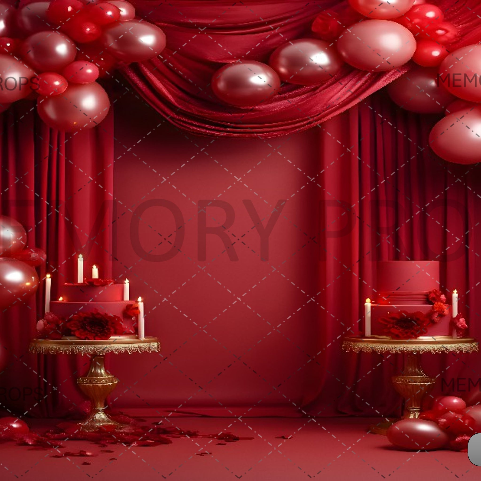 VALENTINES RED DRAPE - PRINTED BACKDROPS