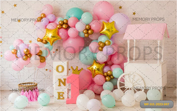 PINK BOHEMIAN BALLOONS GIRL - BABY PRINTED BACKDROPS