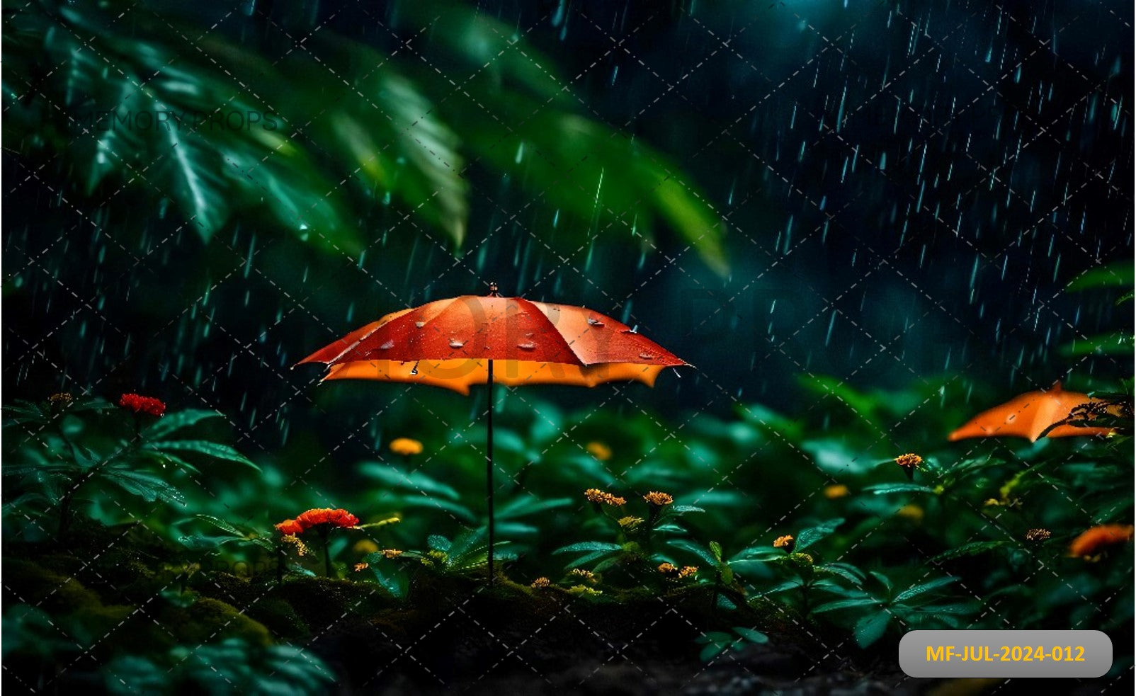 NATURE RAINDROPS WITH UMBRELLA - BABY PRINTED BACKDROPS