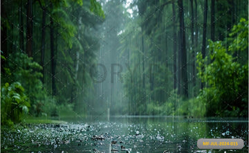 FOREST RAIN WITH SUNNY RAYS - BABY PRINTED BACKDROPS