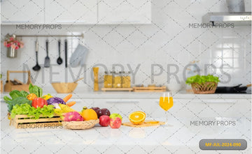 WHITE MODERN KITCHEN - BABY PRINTED BACKDROPS