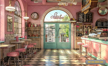 VINTAGE PINK CAFE- BABY PRINTED BACKDROPS