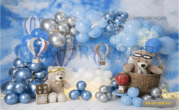 BLUE BALLOON & BEAR - BABY PRINTED BACKDROPS