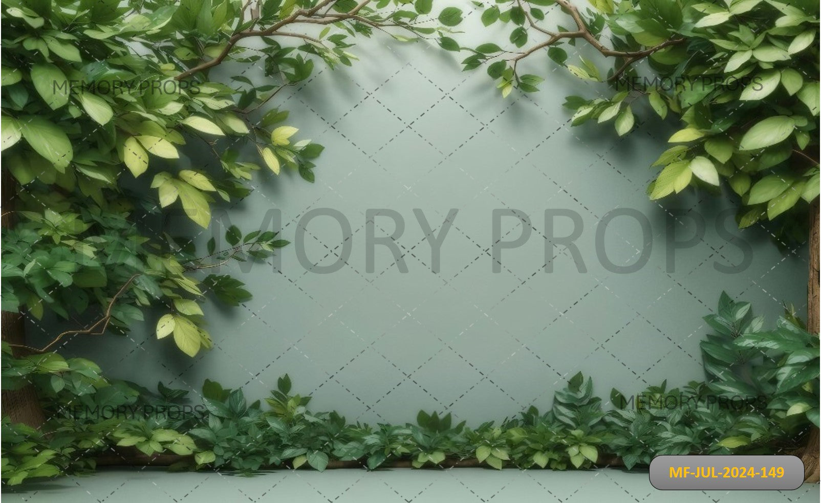 FRAME WITH GREEN LEAVES - BABY PRINTED BACKDROPS