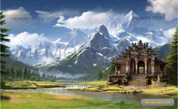 TEMPLE WITH SNOW MOUNTAINS - PRINTED BACKDROPS