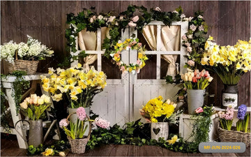 YELLOW SPRING SET UP WITH COLOURFUL FLOWER - PRINTED BACKDROPS