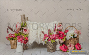 COLOURFUL ROSES IN A BASKET - PRINTED BACKDROPS