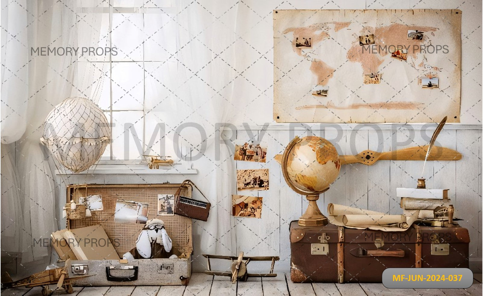 MAP OF THE WORLD IN ROOM - PRINTED BACKDROPS