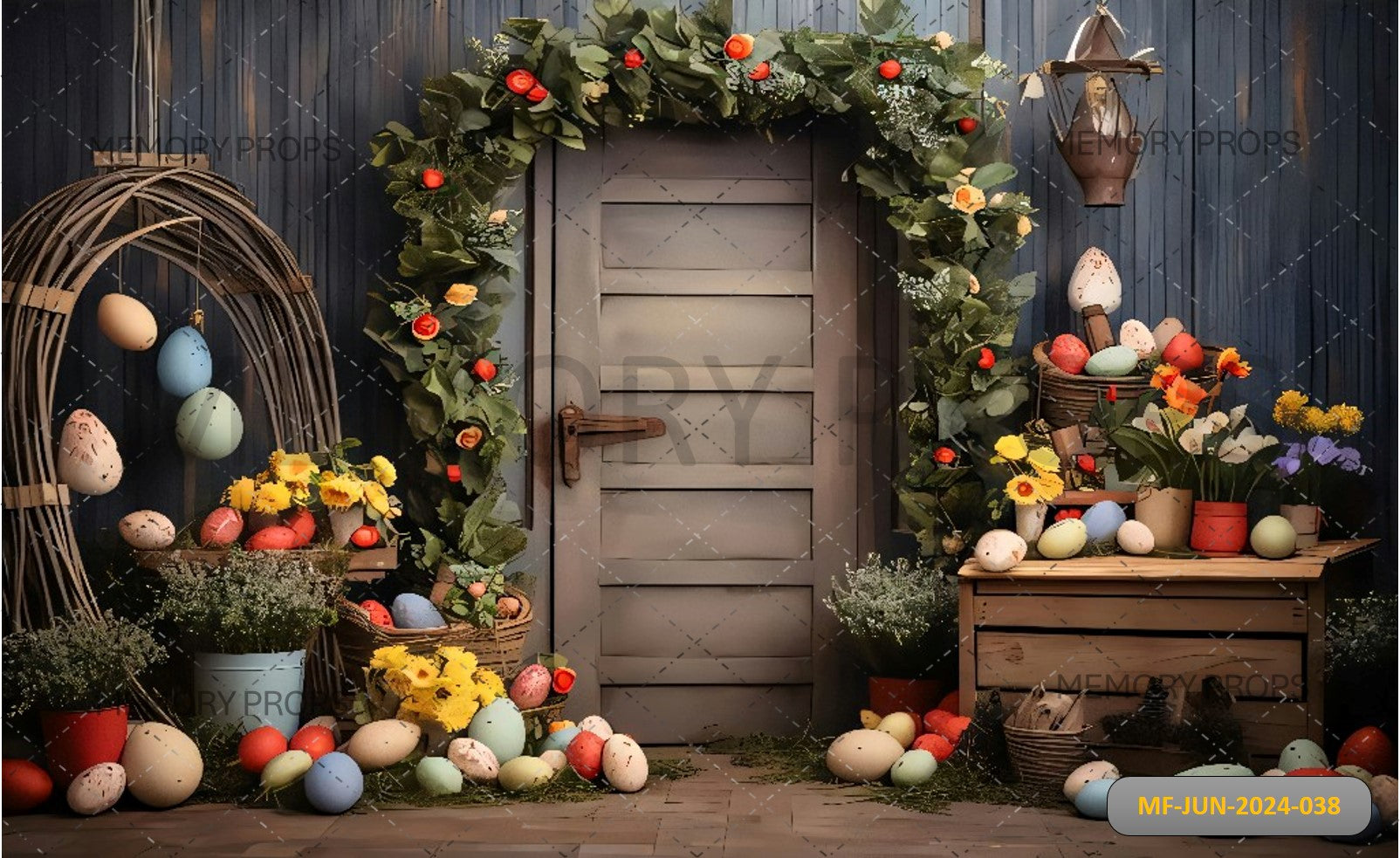 DOOR WITH FLOWER AND EGG PLANTS - PRINTED BACKDROPS