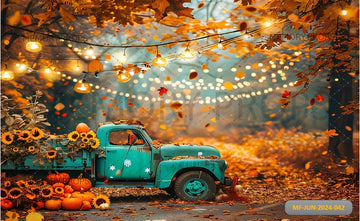 AUTUMN MAPLE FOREST BLUE TRUCK- BABY PRINTED BACKDROPS