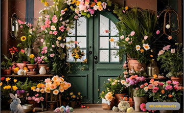 DOOR WITH SPRING FLOWERS - PRINTED BACKDROPS