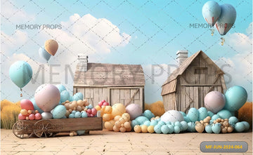 HOUSE AND BALLOONS - PRINTED BACKDROPS