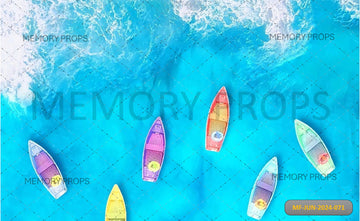 AERIAL VIEW OF SANDY TROPICAL BEACH - PRINTED BACKDROPS