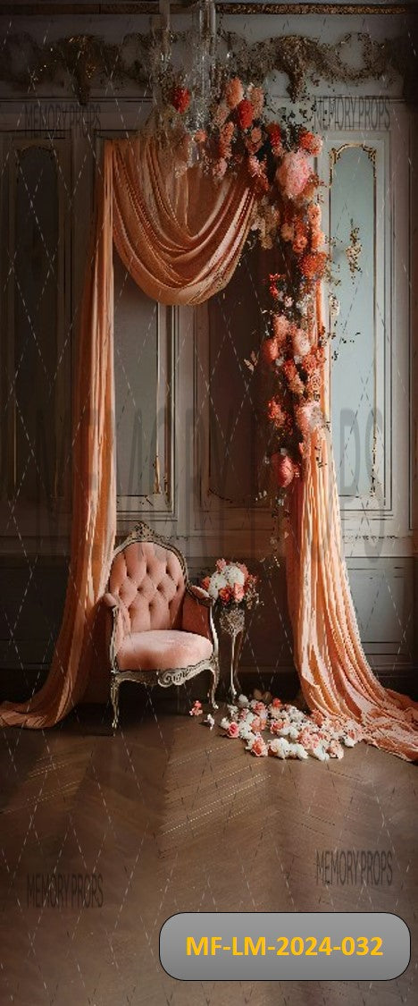 ROMANTIC BLOSSOM ARCHWAY WITH VINTAGE - PRINTED BACKDROPS