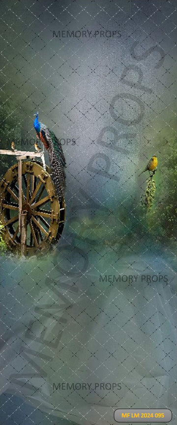 PEACOCK AND WHEEL SCENIC - PRINTED BACKDROP