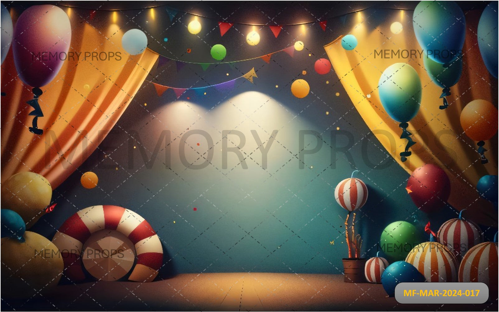 APERTURE WARM LIGHT BALLOONS CURTAIN FLAG - PRINTED BACKDROPS