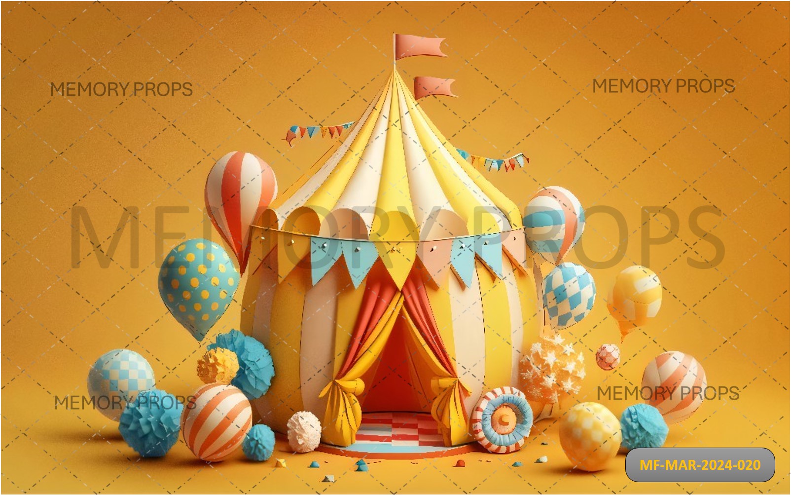 CIRCUS TENT WITH BALLOONS AND CONFETTI - PRINTED BACKDROPS